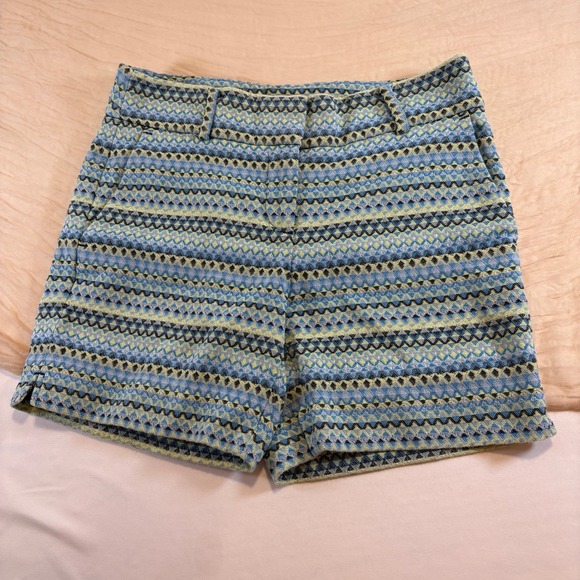 Ann Taylor LOFT Pants - Ann Taylor LOFT Womens Blue‎ Lavender Geometric Print Riviera Shorts Size 0